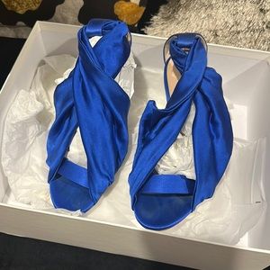 Blue Satin Casadei Sandals